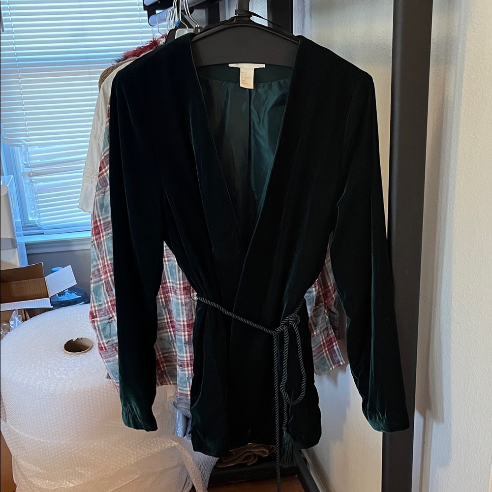 H&M Dark Green Velvet Women's Robe jacket